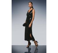 Wallis Occasion Sequin Ruched Midaxi Dress In Black black