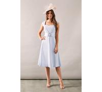 Wallis Occasion Sweetheart Satin Buckle Midi Dress In Blue blue 16