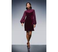 Wallis Occasion Velvet Chiffon Sleeve Shift Dress In Wine wine 16