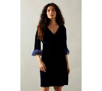 Wallis Occasion Velvet Pleated Cuff Mini Dress In Navy navy 6