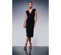 Wallis Occasion Velvet Twist Pencil Dress In Navy navy 8