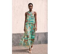 Wallis Women's Paisley Metallic Halterneck Maxi Dress in Turquoise | Size: 16 Wallis Turquoise 16