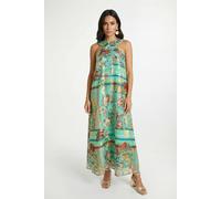 Wallis Women's Paisley Metallic Halterneck Maxi Dress in Turquoise | Size: 14 Wallis Turquoise 14