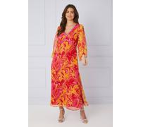 Wallis Paisley Print Trim Detail Midaxi Dress In Pink pink 10