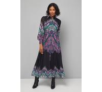 Wallis Paisley Tiered Shirt Maxi Dress In Black black 12