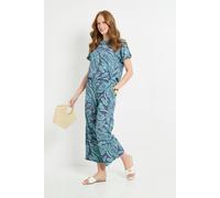 Wallis Women's Palm Jersey Wide Leg Culottes in Navy | Size: 14 Wallis Navy 14