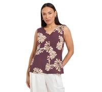 Wallis Palm Print Button Cami Top, 16, Chocolate