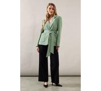 Wallis Patch Pocket Tie Neck Blazer In Green green 14