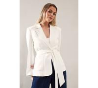 Wallis Patch Pocket Tie Neck Blazer In Ivory ivory 16