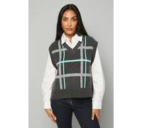 Wallis Petite 2 In 1 Check Knitted Vest In Grey grey M