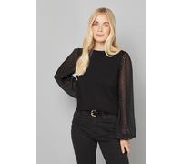 Wallis Women's Petite 2 In 1 Woven Sleeve Knitted Jumper in Black | Size: Small Wallis Black S