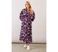 Wallis Petite Abstract Floral Viscose Maxi Shirt Dress In Navy navy 8