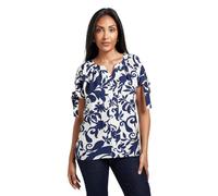 Wallis Petite Abstract Tie Sleeve Collarless Top, 12, Navy