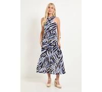 Wallis Petite Abstract Twist Neck Maxi Dress In Blue blue