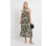 Wallis Women's Petite Abstract Twist Neck Maxi Dress in Khaki | Size: 12 Wallis Khaki 12