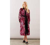 Wallis Petite Animal Contrast Panel Midi Shirt Dress In Pink pink