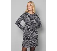 Wallis Petite Animal Ponte Split Sleeve Shift Dres In Grey grey