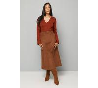 Wallis Women's Petite Asymmetric Rib Detail Knitted Peplum Top in Rust | Size: Large Wallis Rust L