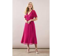 Wallis Petite Beaded Embellished V Neck Midi Dress In Magenta magenta 8