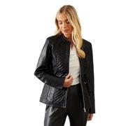 Wallis Petite Black Faux Leather Pleat Detail Jacket, 16, Black