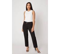 Wallis Petite Black Smart Tapered Leg Trousers, 20, Black
