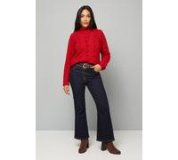 Wallis Women's Petite Bobble Cable Crew Jumper in Red | Size: Large Wallis Red L