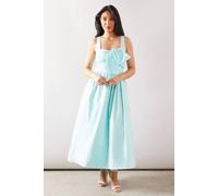Wallis Petite Bow Detail Cotton Midi Dress In Mint mint 12