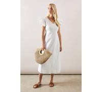 Petite Broderie Frill Sleeve Midi Dress Wallis Ivory 16