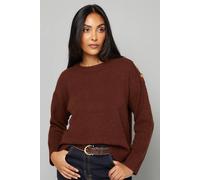 Wallis Petite Brown Pointelle Sleeve Button Detail Jumper brown XL