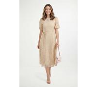 Wallis Petite Burn Out Floral Organza Midi Dress In Cream cream