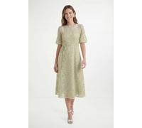 Wallis Petite Burn Out Floral Organza Midi Dress In Olive olive