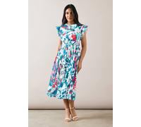 Wallis Petite Butterfly Pleated Midi Dress In Ivory ivory 8