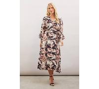 Wallis Petite Butterfly Print Viscose Wrap Dress In Natural natural 16