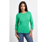 Wallis Women's Petite Button Detail Jumper in Green | Size: Large Wallis Green L