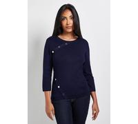 Wallis Women's Petite Button Detail Jumper in Navy | Size: Medium Wallis Navy M
