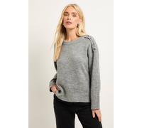 Wallis Petite Button Detail Knitted Jumper In Grey grey M