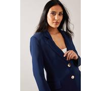 Wallis Petite Button Detail Single Breasted Blazer In Navy navy 10