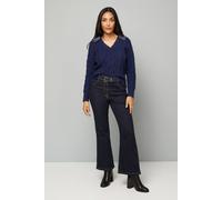 Wallis Women's Petite Cable Embellished Polo Collar Jumper in Navy | Size: Medium Wallis Navy M