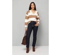 Wallis Petite Camel And Ivory Relaxed Stripe Cricket Jumper camel M
