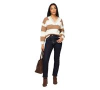 Wallis Women's Petite Camel & Ivory Relaxed Stripe Cricket Jumper | Size: Medium Wallis Camel M