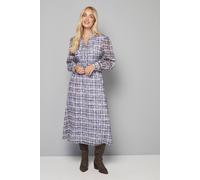 Wallis Petite Check Burn Out Tie Front Midi Dress In Blue blue 14
