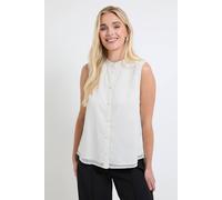 Wallis Petite Check Organza Sleevelss Blouse In Ivory ivory