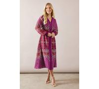 Wallis Petite Chiffon Paisley Zip Front Midi Dress In Plum plum 8