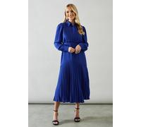 Wallis Petite Collared Pleated Shirt Midi Dress In Cobalt cobalt 12