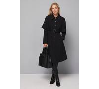 Wallis Women's Petite Collarless Cape Coat in Black | Size: 16 Wallis Black 16
