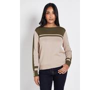 Wallis Women's Petite Colour Block Jumper in Taupe | Size: Large Wallis Taupe L