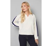 Wallis Petite Contrast Collar Knitted Jumper In Ivory ivory XL