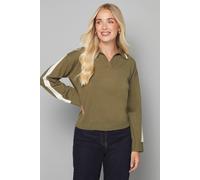 Wallis Petite Contrast Collar Knitted Jumper In Khaki khaki XL