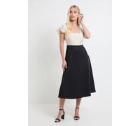 Wallis Petite Contrast Ruffle Sleeve Midi Dress In Black black