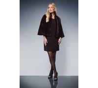 Wallis Petite Cropped Faux Fur Cape In Berry berry